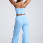 Mid Rise Straight Leg Pointelle Trousers in Baby Blue - Image 2