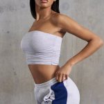 Soft Rib Ruched Bandeau Top in Heather Grey - Image 3