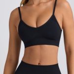 Super Sculpt Seamless Scoop-Back Sports Bra in Black - Image 4