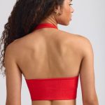 Define Luxe Halterneck Sports Bra in Poppy Red - Image 2