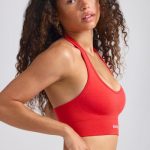 Define Luxe Halterneck Sports Bra in Poppy Red - Image 3