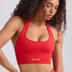 Define Luxe Halterneck Sports Bra in Poppy Red - Image 6