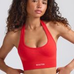 Define Luxe Halterneck Sports Bra in Poppy Red - Image 7