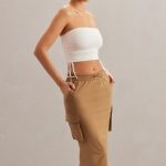 Cargo Maxi Skirt in Tan