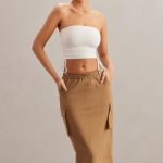 Cargo Maxi Skirt in Tan - Image 7