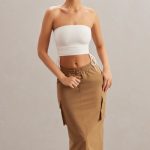 Cargo Maxi Skirt in Tan - Image 8