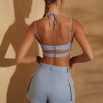 Double Bust Detail Linen Bralette in Light Blue - Image 6