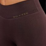 High Waist Split Flare Ribbed Leggings in Brown - Image 4