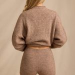 Mid-Rise Knit Mini Shorts in Brown Marl - Image 2