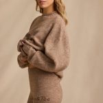 Mid-Rise Knit Mini Shorts in Brown Marl - Image 3