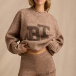 Mid-Rise Knit Mini Shorts in Brown Marl - Image 5