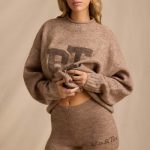 Mid-Rise Knit Mini Shorts in Brown Marl - Image 7