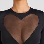Sheer Panelled Long Sleeve Crop Top in Black - Image 4
