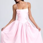 Floral-Appliqu?? Midi Dress in Blush - Image 5