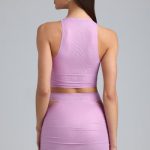 Metallic Cut-Out Low-Rise Mini Skirt in Violet Pink - Image 2