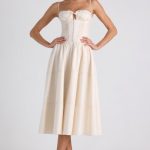 Lace-Trim Pintucked Poplin Midaxi Dress in Ivory - Image 5