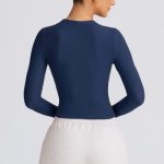 Ribbed Modal Long-Sleeve Top in Dark Navy - Image 2