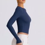 Ribbed Modal Long-Sleeve Top in Dark Navy - Image 3