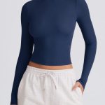 Ribbed Modal Long-Sleeve Top in Dark Navy - Image 4