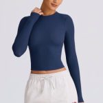 Ribbed Modal Long-Sleeve Top in Dark Navy - Image 6