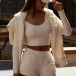 Ribbed Modal V-Neck Crop Top in Cream
