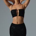 Embellished Mid-Rise Mini Skirt in Black