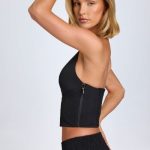 Hook-And-Eye Halterneck Corset Top in Black - Image 3