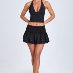 Hook-And-Eye Halterneck Corset Top in Black - Image 4