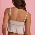 Lace-Trim Babydoll Pyjama Top in Cloud Grey - Image 3