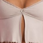 Lace-Trim Babydoll Pyjama Top in Cloud Grey - Image 5