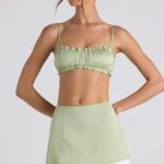 Ruffle-Trim Smocked Crop Top in Spring Green - Image 8