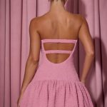 Cut-Out Bubble Hem Corset Mini Dress in Dusty Pink - Image 2