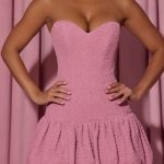 Cut-Out Bubble Hem Corset Mini Dress in Dusty Pink - Image 4