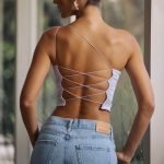 One-Shoulder Lace-Up Top in Soft Lilac - Image 2