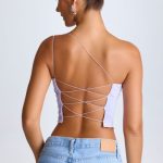 One-Shoulder Lace-Up Top in Soft Lilac - Image 4