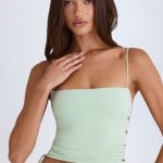 Ruched Cut-Out Top in Green - Image 6