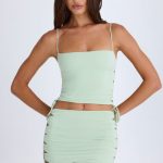 Ruched Cut-Out Top in Green - Image 8