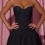 Cut-Out Bubble Hem Corset Mini Dress in Black - Image 4