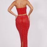 Embellished Mid Rise Maxi Skirt in Fire Red - Image 2