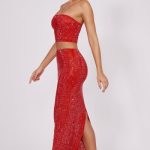 Embellished Mid Rise Maxi Skirt in Fire Red - Image 3