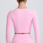 Soft Active Sweetheart-Neck Crop Top in Baby Pink - Image 2