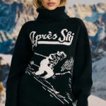 Oversized Chunky-Knit Turtleneck Jumper in Black - Image 5