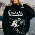 Oversized Chunky-Knit Turtleneck Jumper in Black - Image 6