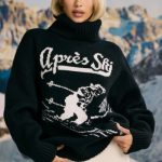 Oversized Chunky-Knit Turtleneck Jumper in Black - Image 7