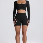 Super Sculpt Seamless High-Waist Mini Shorts in Black - Image 6