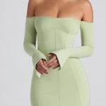 Modal Off-Shoulder Lace-Trim Mini Dress in Spring Green - Image 4