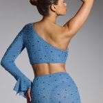 Embellished One Shoulder Top in Smokey Blue - Image 2