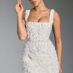 Floral-Appliqu?? Corset Mini Dress in White - Image 2