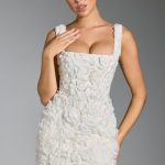 Floral-Appliqu?? Corset Mini Dress in White - Image 4