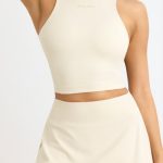 Soft Active High-Neck Tank Top in Bone - Image 4